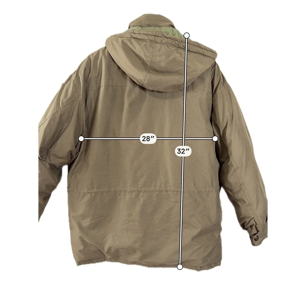Members Only Down Parka Detachable Hood Heavy Winter Coat Olive Green Mens XL